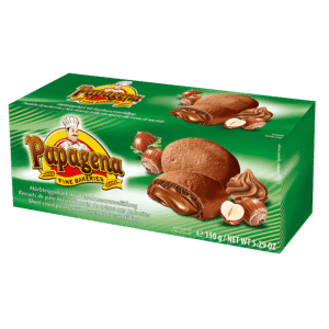 Biscuits Papagena de pâte brisée fourrés à la crème de noisettes 150g