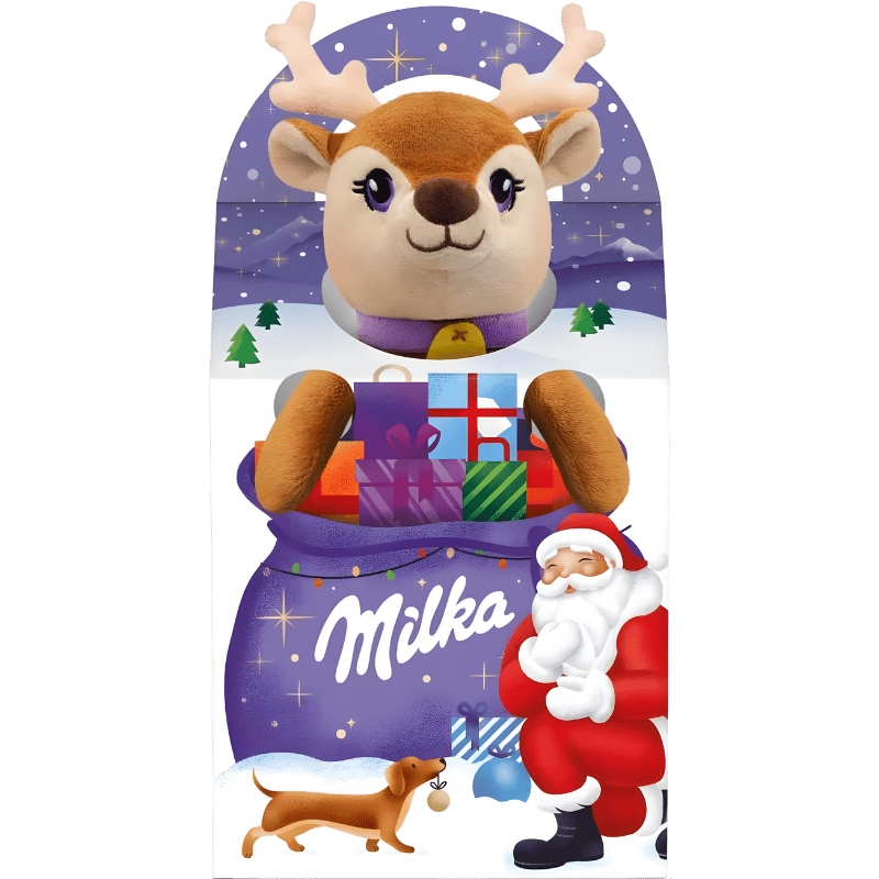 Milka Coffret Cadeau de Noël avec Peluche Renne & Mini Chocolats 96g