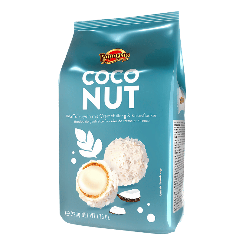 Papagena Boules de gaufrette fourrées à la crème et à la noix de coco 220g